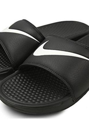 Женские шлепанцы nike  benassi swoosh slides #312432-010 (11) white/ black