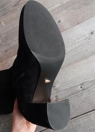 Жіночі чоботи замшеві осінні високі до коліна товстий широкий каблук класичні демисезонні4 фото
