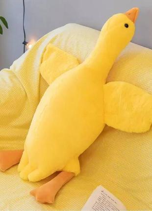 М'яка плюшева іграшка гусак 160 см, іграшка-подушка, жовта
