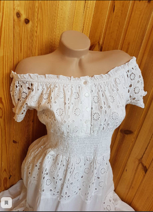 Белоснежное платье-сарафан по плечам из хлопка  fresh-cotton  646 f,s m l xl 2xl8 фото