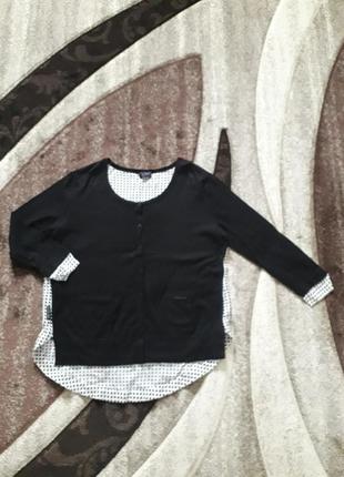 Итальянский свитер кофта имитация с блузой вискоза шерсть оригинал armani jeans1 фото