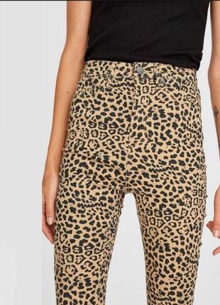Леопардовые джинсы скинни с высокой талией3 фото