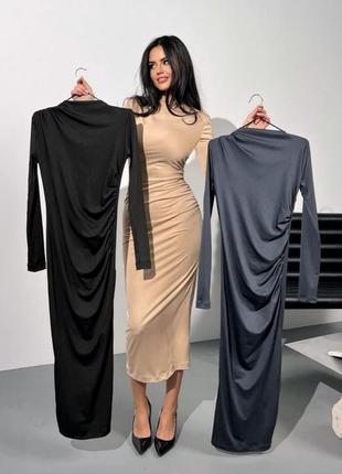 Довга сукня футляр з мікродайвінгу,чорний,графіт,беж,матеріал не просвічує.