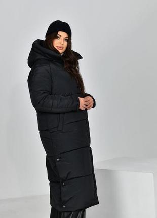 Пальто женское зимнее длинное стеганое разм.44-502 фото