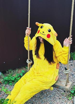 Кигуруми пикачу покемон желтый, пижама для взрослых1 фото