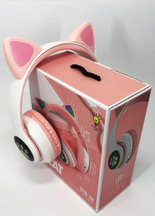 Бездротові навушники led з котячими вушками cat stn-28. колір: рожевий1 фото