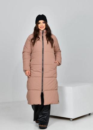 Пальто женское длинное зимнее стеганое разм,44-507 фото