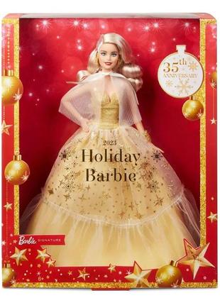 Колекційна лялька barbie "святкова" в розкішній золотистій сукні