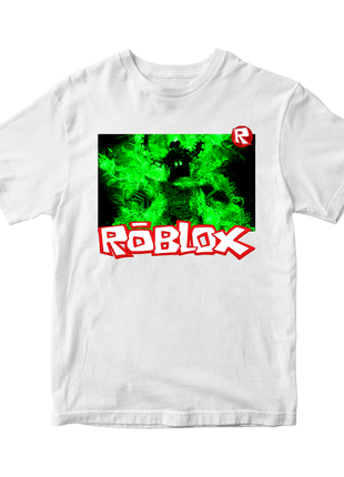 Футболка з оригінальним принтом онлан гри roblox "персонаж у зеленому вогні. roblox. роблокс"1 фото