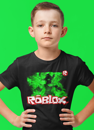 Футболка с оригинальным принтом онлан игры roblox "персонаж в зеленом огне. roblox. роблокс"3 фото
