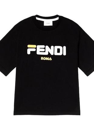 Черная футболка fendi roma ,fendi италия фенди поло,футболка фенди
