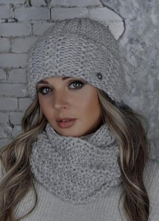 ❗❗❗Тепленькая шапка крупной вязки flirt на ог 45-54