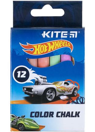 Мел кольоровий kite jumbo hot wheels hw21-075, 12 штук