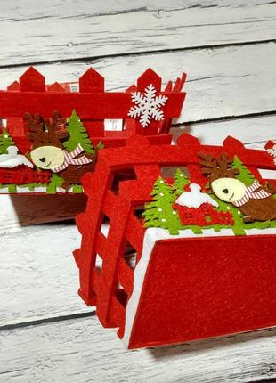 Новорічний декор корзина корзинка з фетру хлібниця новорічна