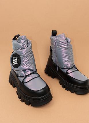 Зимове термо взуття для дівчинки фіолетові чобітки дутіки 36 дутики детские зимние ботинки tom.4 фото