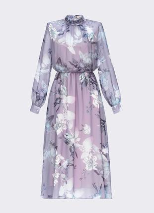 Шикарна бузкова довга шифонова сукня4 фото