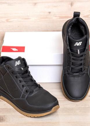 Мужские  зимние кожаные кроссовки  new balance clasic black10 фото