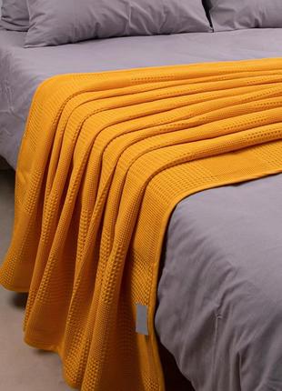 Вафельне простирадло-покривало ugurlu 200х240 см. charlotte жовте