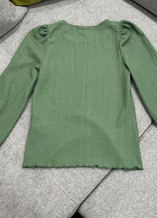 Кофта блуза зеленая изумрудная фактурная с манжетами5 фото