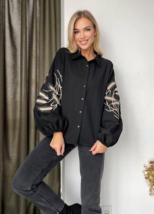 Блуза женская качественная с узорами на рукавах размеры норма