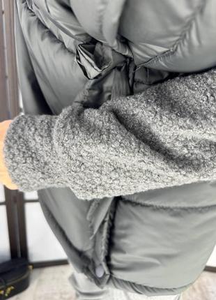 Куртка женская с мехом зимняя теплая овчина черная, серая, мокко и белая 42-44, 46-48, 50-5210 фото