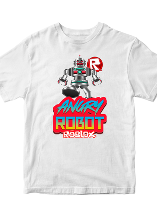 Футболка с оригинальным принтом онлан игры roblox "angry robot. roblox. ромбс" push it2 фото