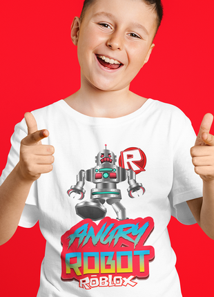 Футболка с оригинальным принтом онлан игры roblox "angry robot. roblox. ромбс" push it4 фото