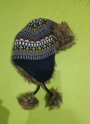 Тёплая зимняя шапка ушанка 4-6 лет