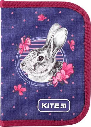 Пенал kite "fluffy bunny" 1 отделение и 2 отворот k19-622-3