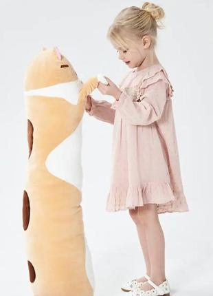 М'яка іграшка подушка довгий кіт батон антистрес рижий 110см4 фото