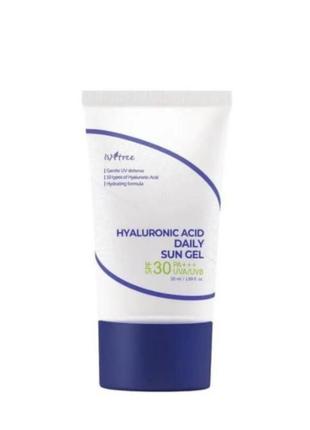 Сонцезахисний гель для обличчя isntree hyaluronic acid daily sun gel spf 30 pa+++ uva/uvb, 50 мл