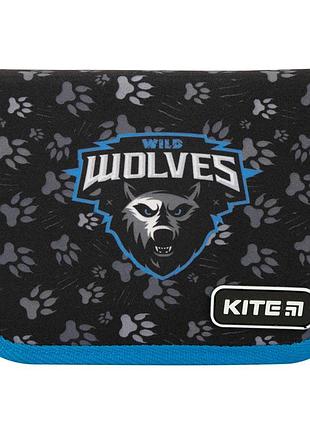 Пенал kite "wolf" 1 отделение и 1 отворот k19-621-8