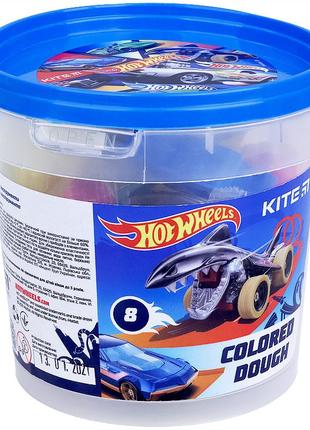 Цветнове тесто для лепки kite hot wheels hw21-137, 8*20г+2 формочки+стек