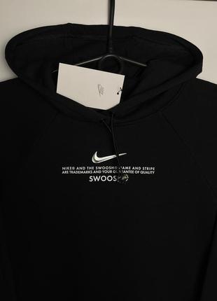 Жіноче худі nike swoosh чорне найк свуш оригінал кофта чорна толстовка з капюшоном8 фото