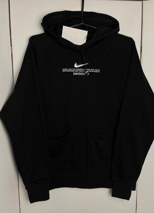 Женское худи nike swoosh черное найк суш оригинал кофта черная толстовка с капюшоном3 фото