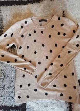 Базовый гольф xs/s m&s водолазка в горошек бежевый гольф в рубчик лонгслив свитер женский теплый