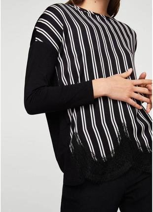 Блуза в полоску mango размер s черная 230009082 фото