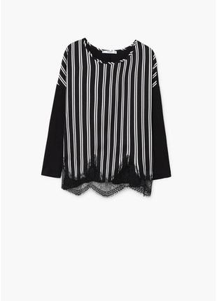 Блуза в полоску mango размер s черная 230009085 фото
