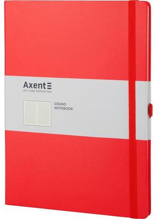 Нотатник axent partner grand 8203-06-a, a4, 210x295 мм, 100 аркушів, клітинка, тверда обкладинка, червона