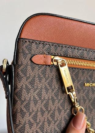 Классическая коричневая женская сумка michael kors кожаная7 фото