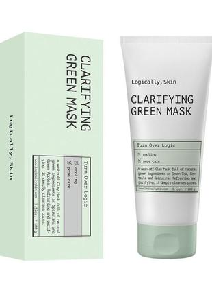 Очищающая маска с глиной и спирулиной logically skin clarifying green mask