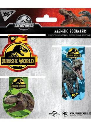 Закладки магнітні yes "jurassic world", 3 шт. 707564