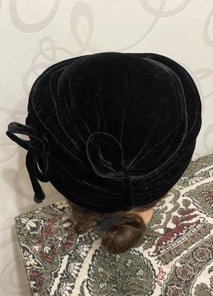 Винтажная дизайнерская бархатная шляпка « таблетка»3 фото