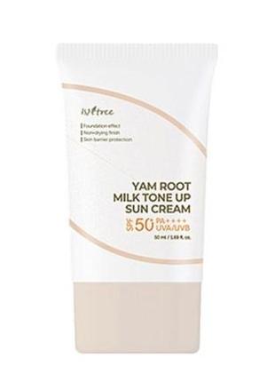 Крем солнцезащитный с тональным действием isntree yam root milk tone up sun cream spf 50+ pa++++1 фото