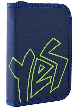 Пенал yes "green" 1 отделение 2 отворота 532552
