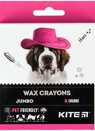 Крейда воскова kite dogs jumbo k22-076, 8 кольорів