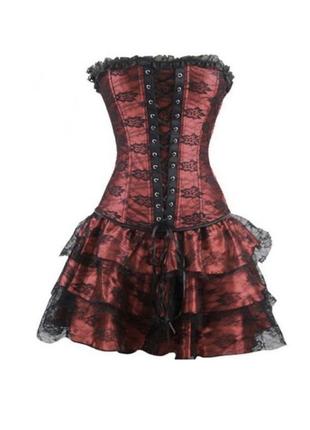 Платье, платье корсетное, корсет красный с черным3 фото