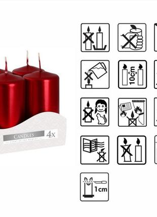 Комплект свечек красные 4 шт, набор свечи парафиновые, свеча новогодняя рождественская праздничная4 фото