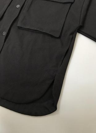Черная базовая верхняя рубашка zara, зара, oversize, оверсайз, свободная, широкая, летучая мышь, овершот, куртка, теплая рубашка, ветровка7 фото