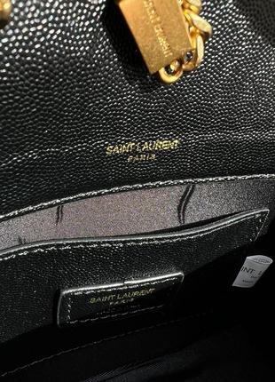 Классическая вечерняя повседневная черная кожаная сумочка yves saint laurent9 фото